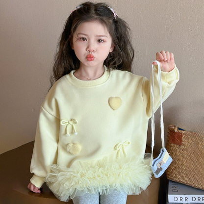 Fleece Pendant Long Sleeves Midi Two-piece Set - Yellow - 9-10Y - image 11