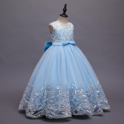 Mesh Lace Bow Lace Sleeveless Long Dresses - image 4