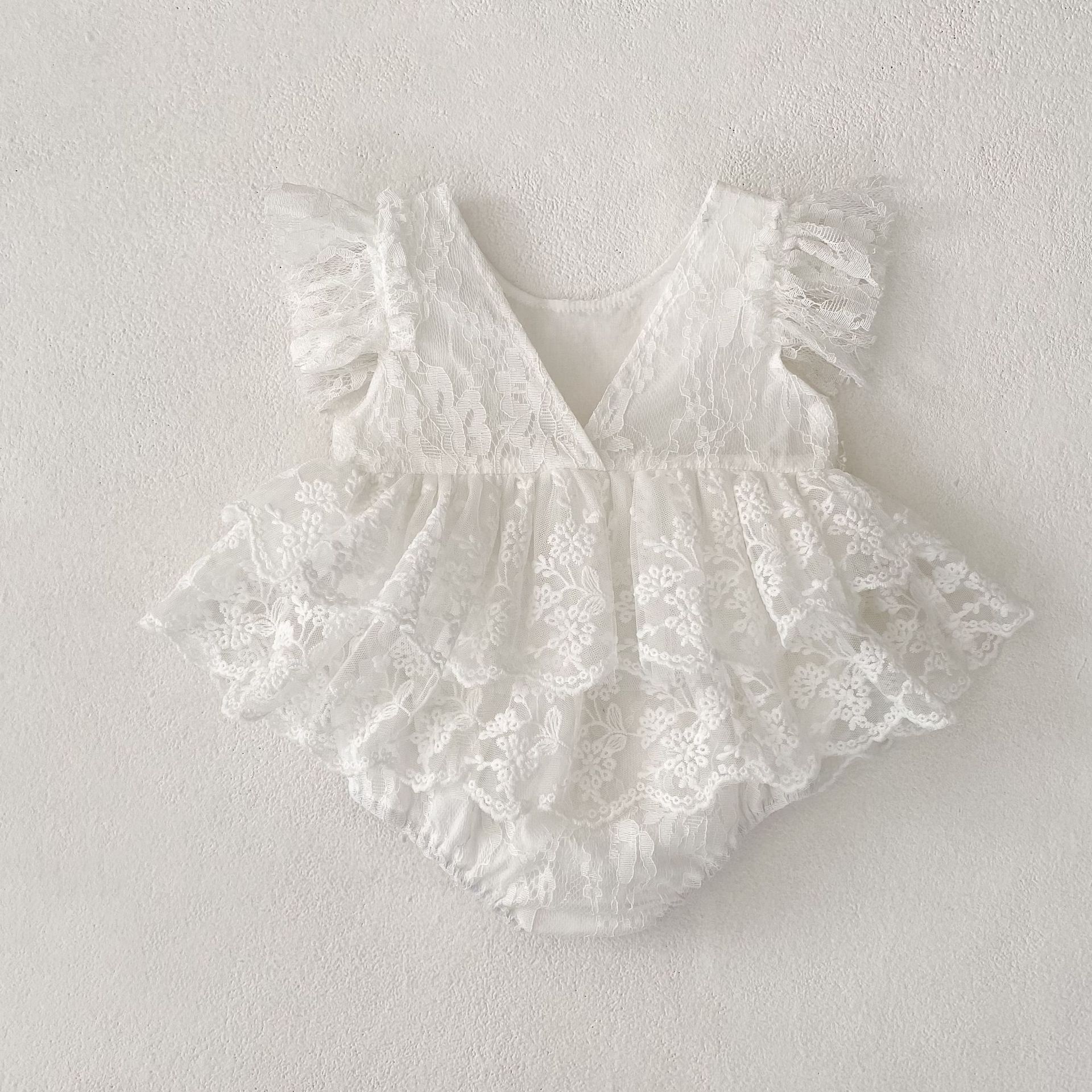 Lace Rosette Cap Sleeve Shorts Bodysuit - image 10