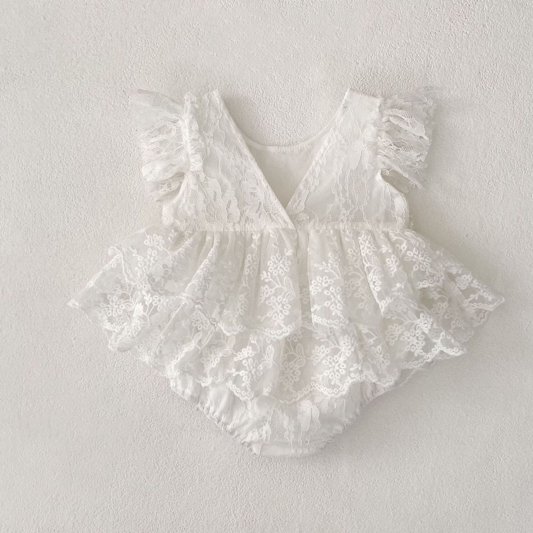 Lace Rosette Cap Sleeve Shorts Bodysuit - image 10