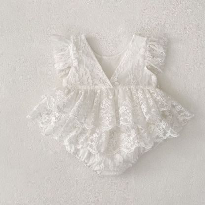 Lace Rosette Cap Sleeve Shorts Bodysuit - image 10