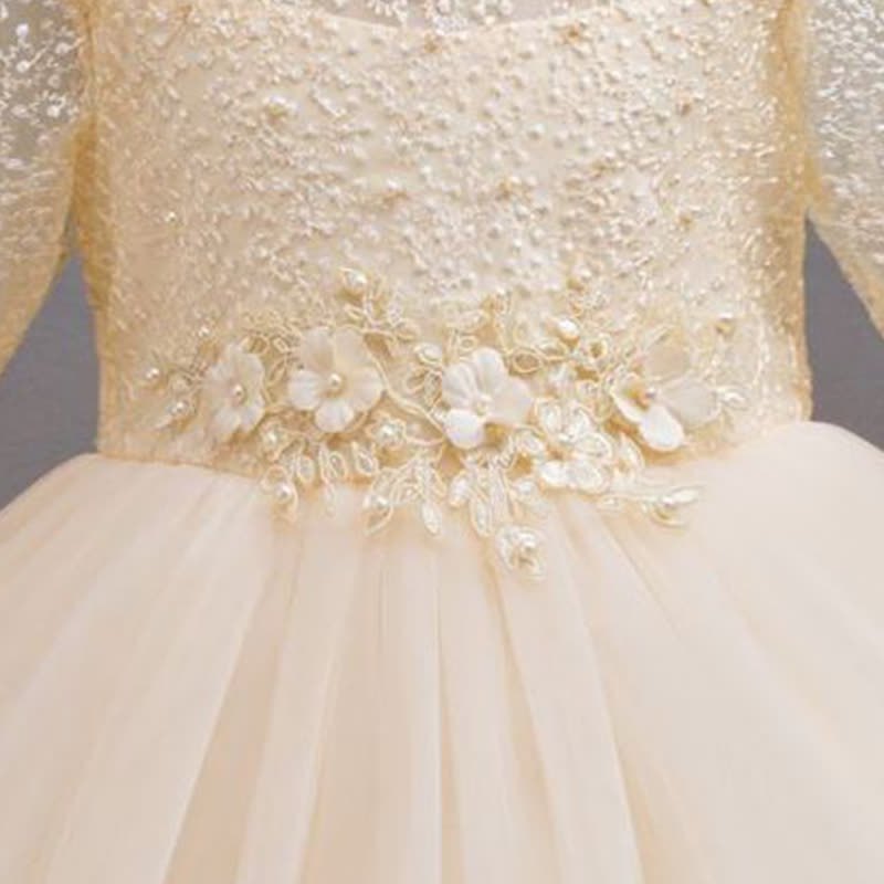 Mesh Lace Rosette Long Sleeve Maxi Dresses - image 27