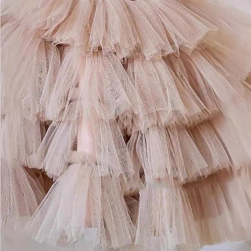 Mesh Tiered Ruffled Short Sleeves Midi Dresses - image 6