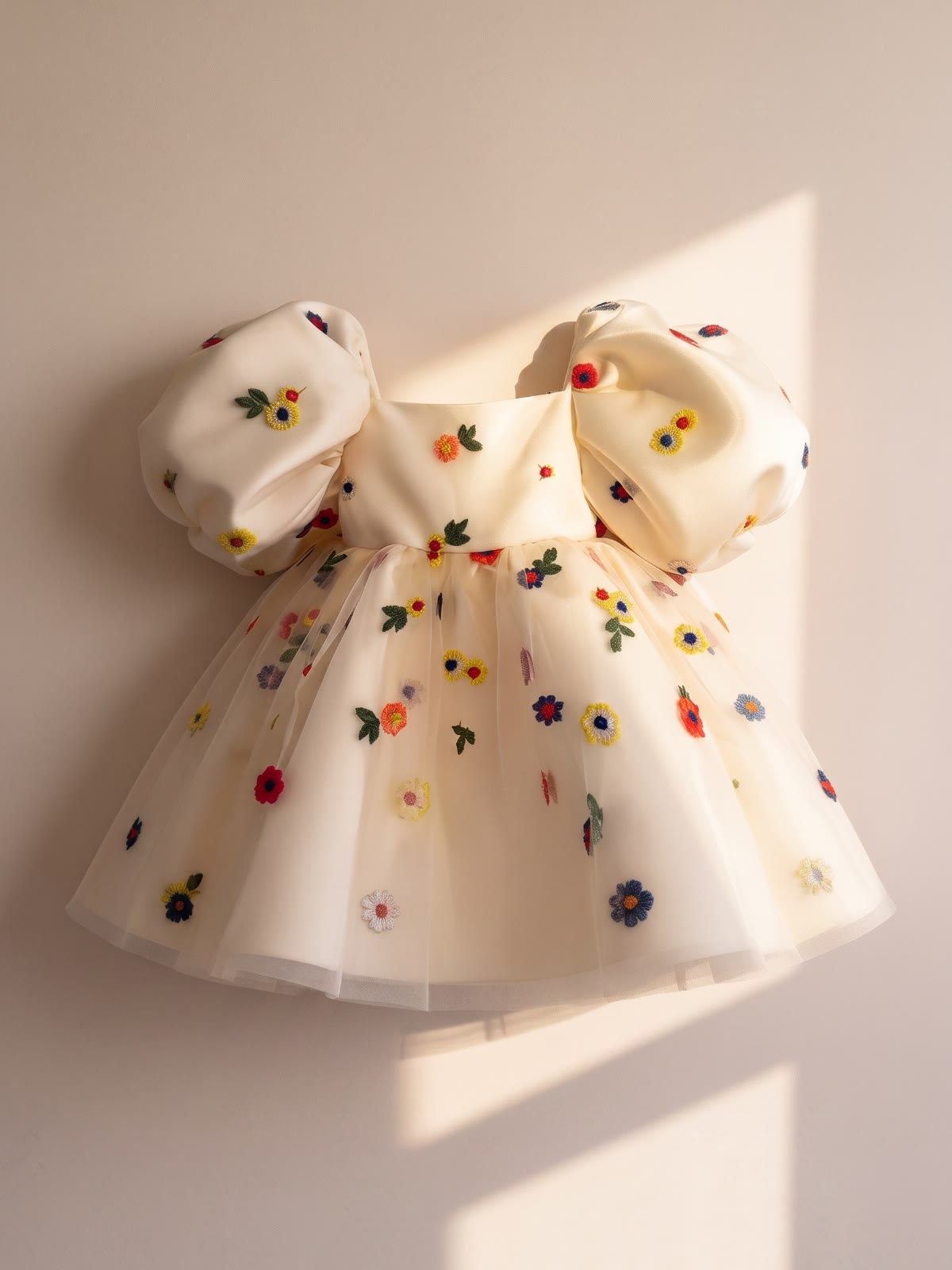 Satin Floral-embroidered Short Sleeve Midi Dresses - image 5