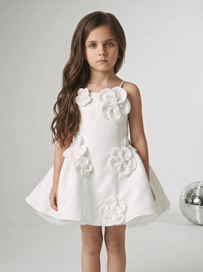 Satin Rosette Sleeveless Short Dresses - image 5