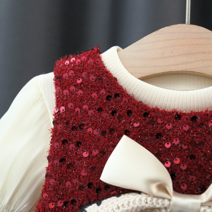 Cotton-blend Bow Long Sleeve Midi Two-piece Set - image 6