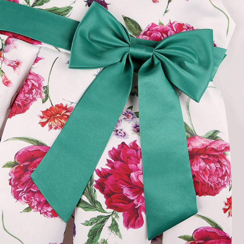 Satin Bow Short Sleeve Midi Dresses - image 11