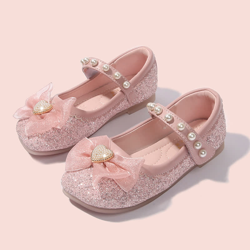 Solid Bow Sequins Pearl Round Toe Mary Janes  - image 4