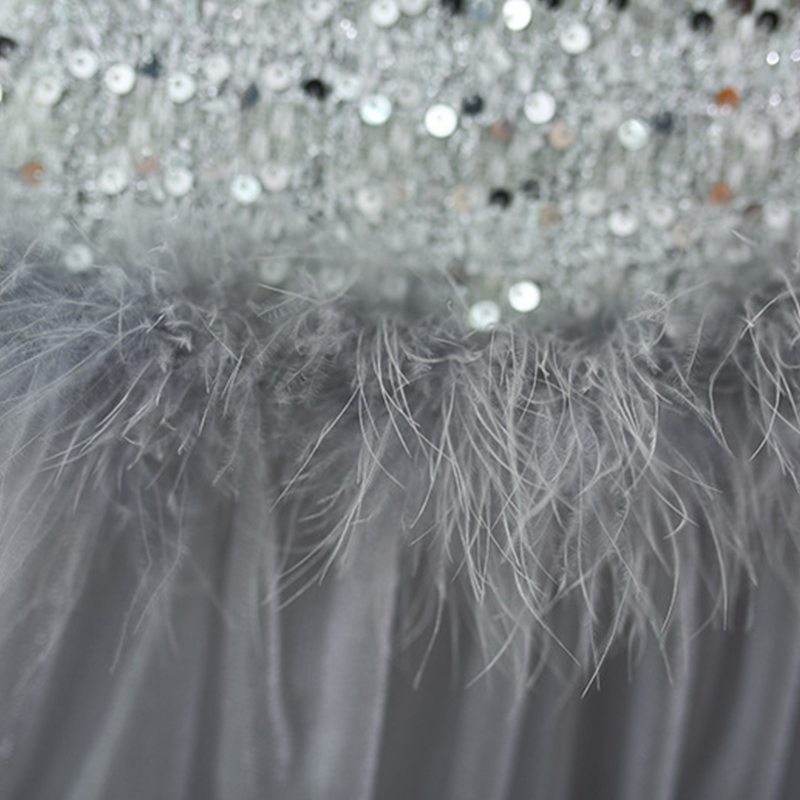 [Archive Sale] Velvet Feather-trimmed Fleece Long Sleeve Mid-long Two-piece Set - image 11