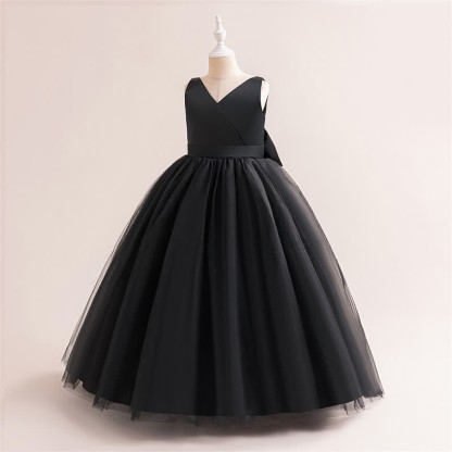 Satin & Mesh Bow Sleeveless Maxi Dresses - image 38