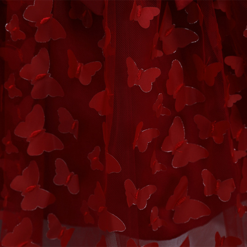 Mesh Bow Rosette Short Sleeve Mid-long Dresses - image 22