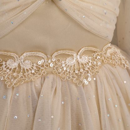 Mesh Lace Glitter Short Sleeve Mid-long Dresses - image 29