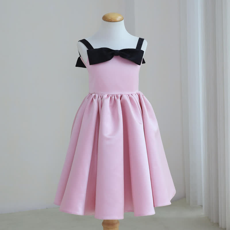 Satin & Mesh Bow Sleeveless Midi Dresses - image 4