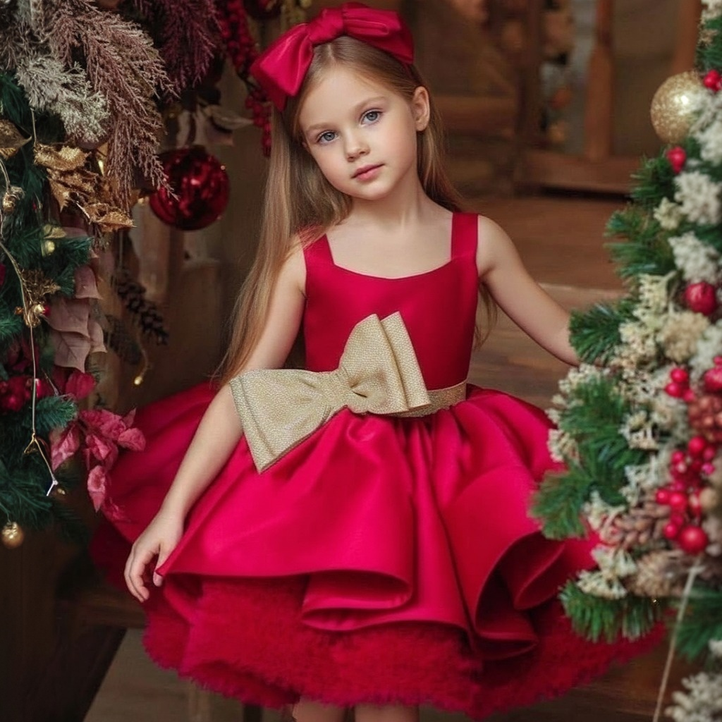 Satin Bow Sleeveless Midi Dresses - image 4