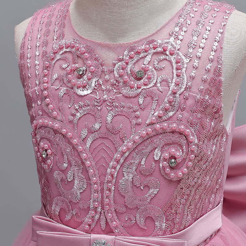 Mesh Lace Bow Sleeveless Maxi Dresses - image 7