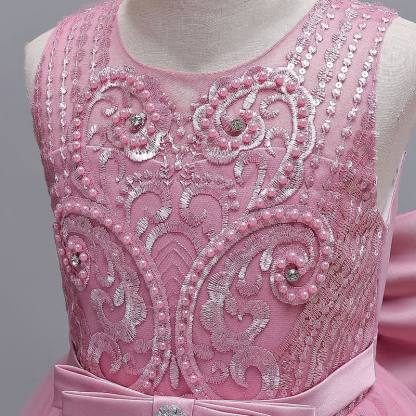 Mesh Lace Bow Sleeveless Maxi Dresses - image 7