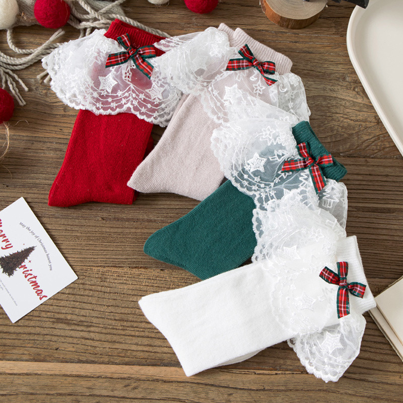 Solid With Bow Socks - image 11