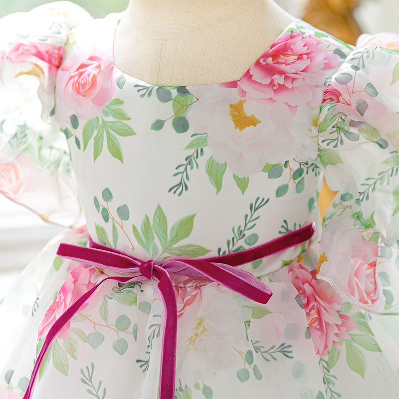 Organza Bow Printing Short Sleeve Midi Dresses - image 18