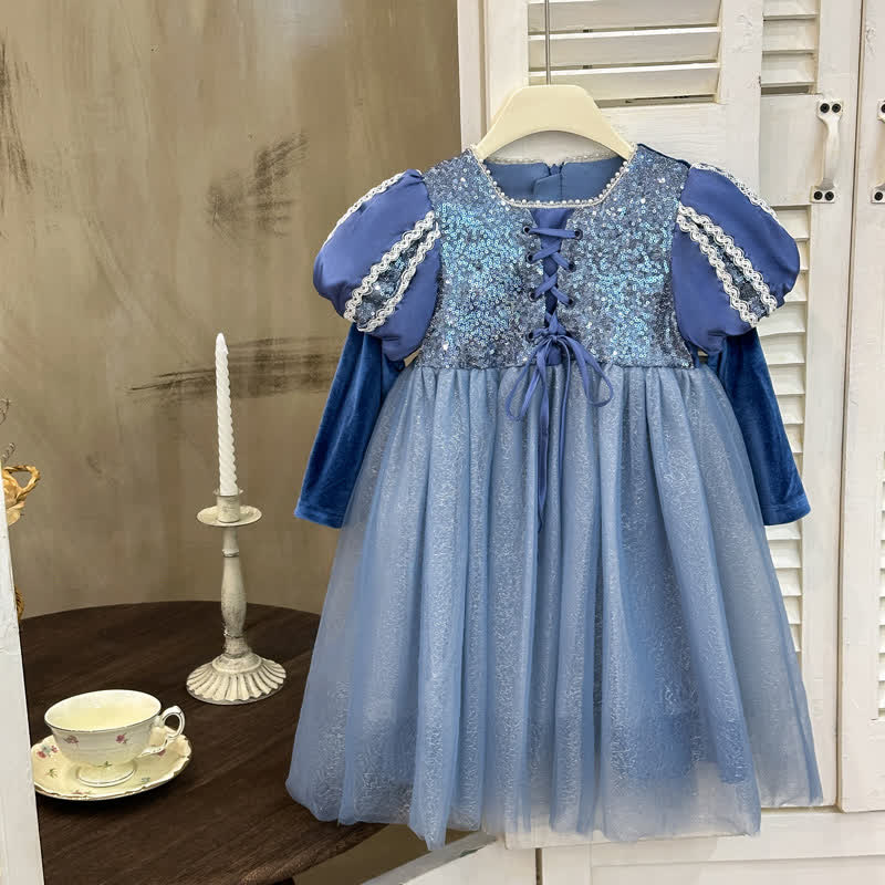 Velvet Lace-up Long Sleeve Midi Dresses - image 8