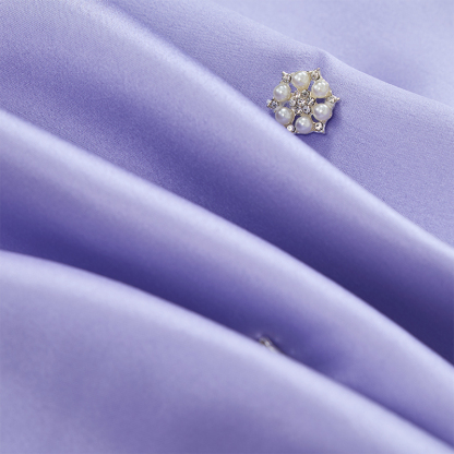 Satin Imitation Pearls Sleeveless Regular Dresses - image 16