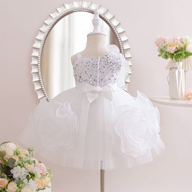 Mesh Rosette Sequins Sleeveless Mid-long Dresses - image 16