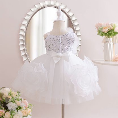 Mesh Rosette Sequins Sleeveless Mid-long Dresses - image 16