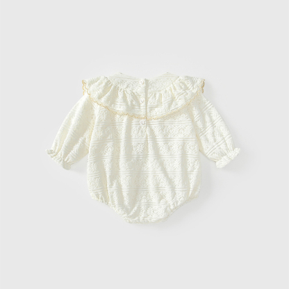 [Archive Sale] Nylon Folds Lace Edge Bow Long Sleeve Regular Bodysuit - image 3