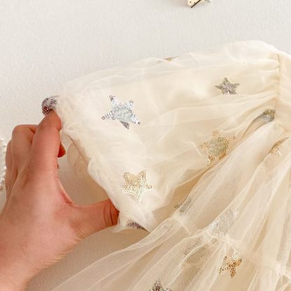 Mesh Embroidery Long Sleeve Midi Dresses - image 9