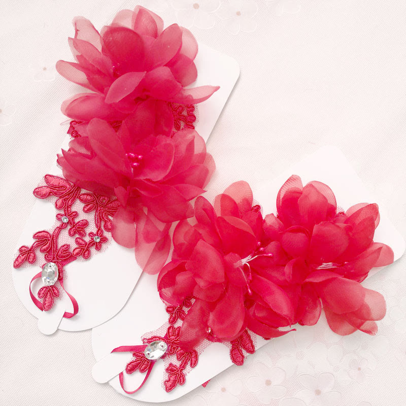 Solid Rosette Gloves - Red - One size - image 5