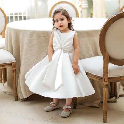 Satin Bow Sleeveless Regular Dresses - image 5