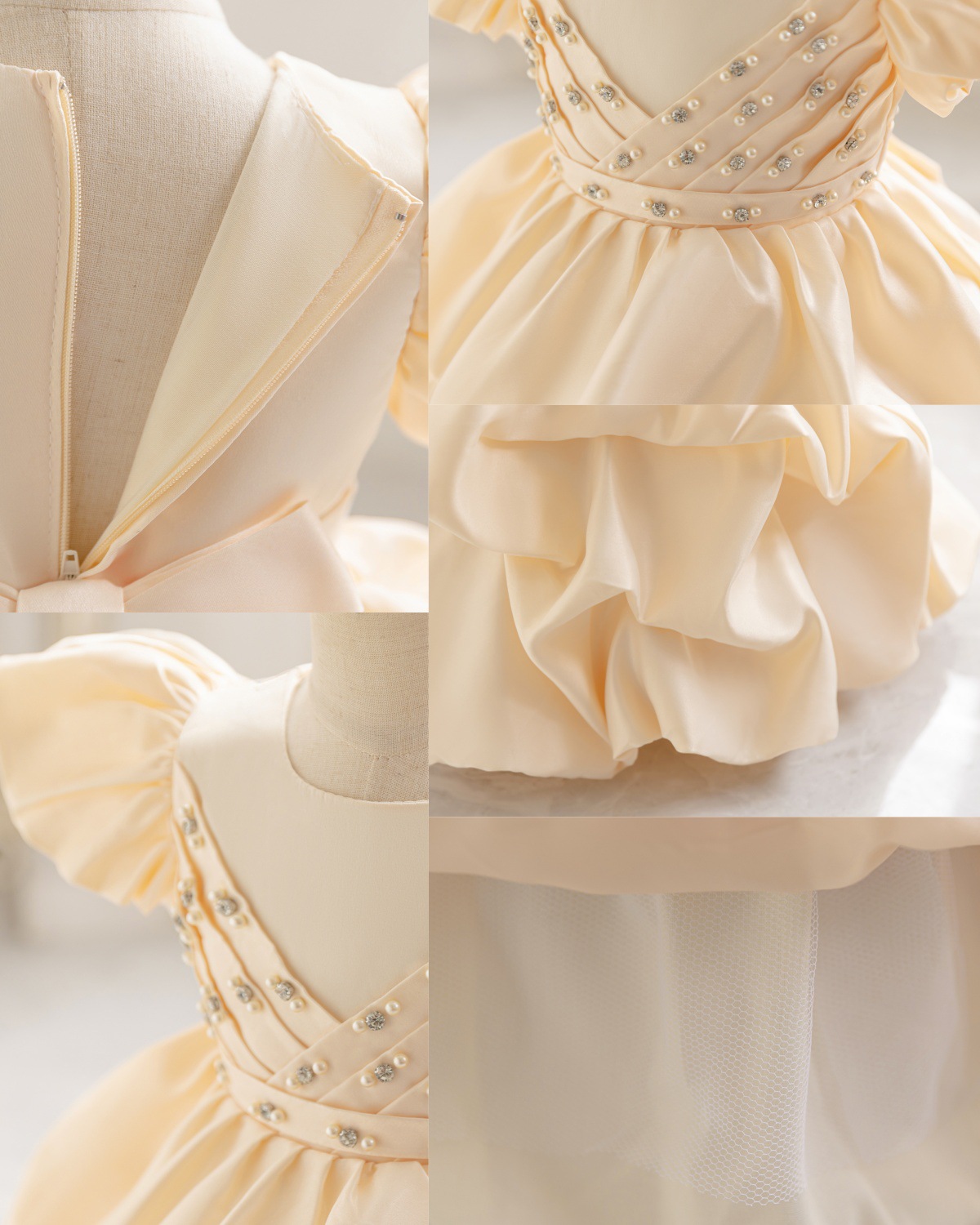 Satin Pearl Short Sleeve Midi Dresses - image 13