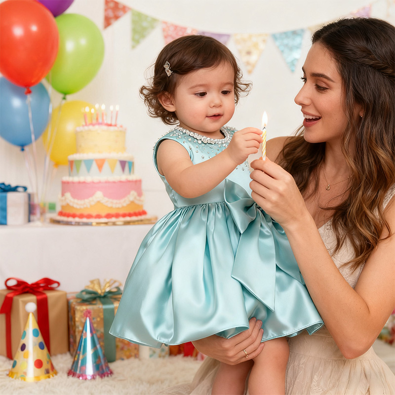 Chemical Fiber Blend Imitation Pearls Bow Sleeveless Mid-long Dresses - image 21