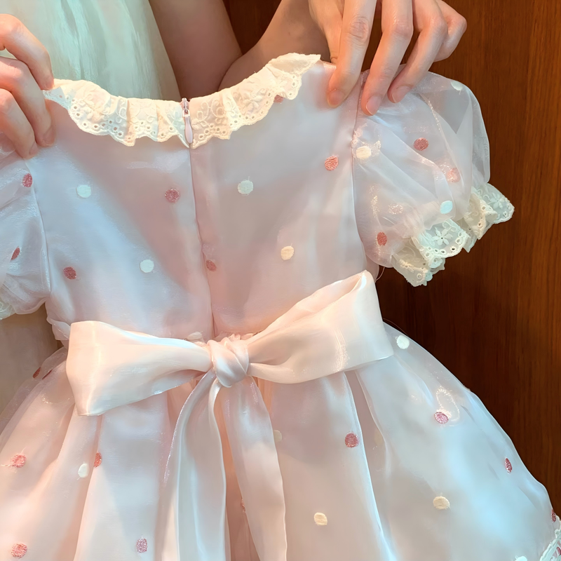 Organza Stitching Lace Short Sleeve Midi Dresses - image 15