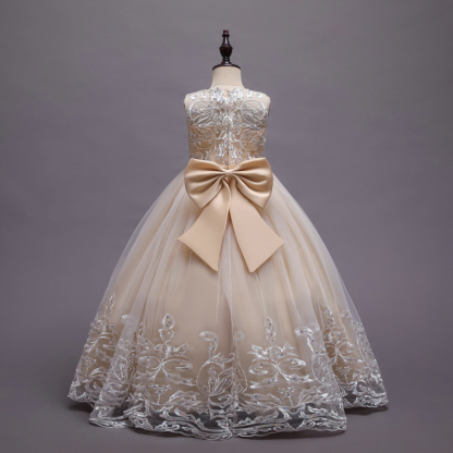 Mesh Lace Bow Lace Sleeveless Long Dresses - image 32