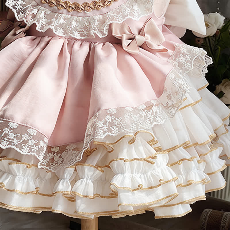 Polyester Cotton Bow Lace Edge Sleeveless Short Dresses - image 6