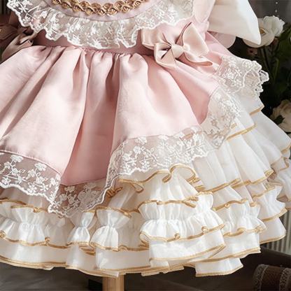 Polyester Cotton Bow Lace Edge Sleeveless Short Dresses - image 6