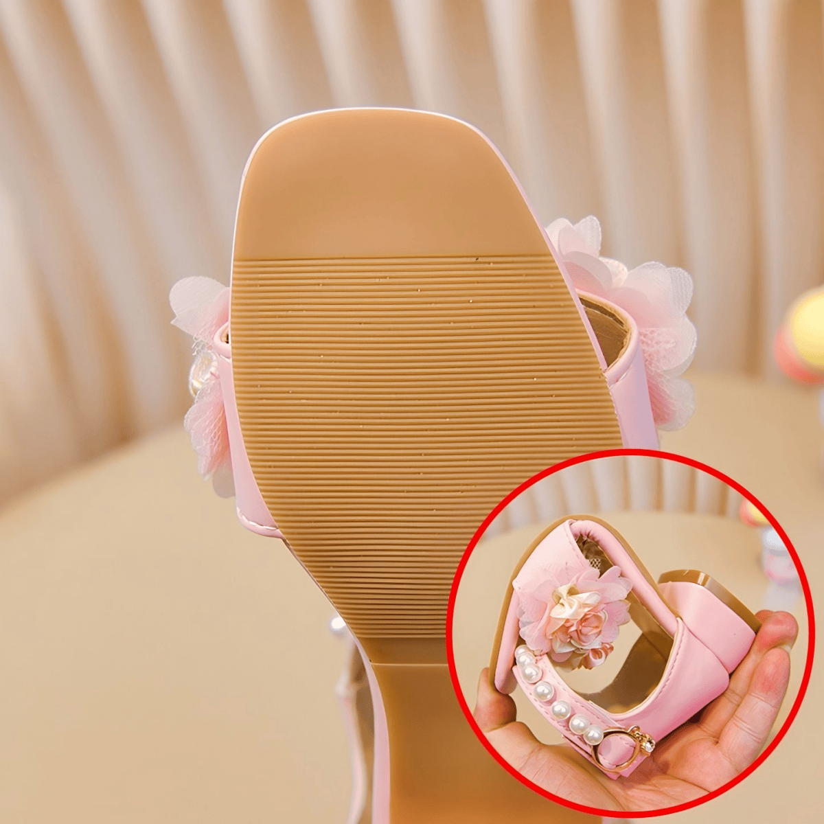 Solid Rosette Open Toe Sandals  - image 12