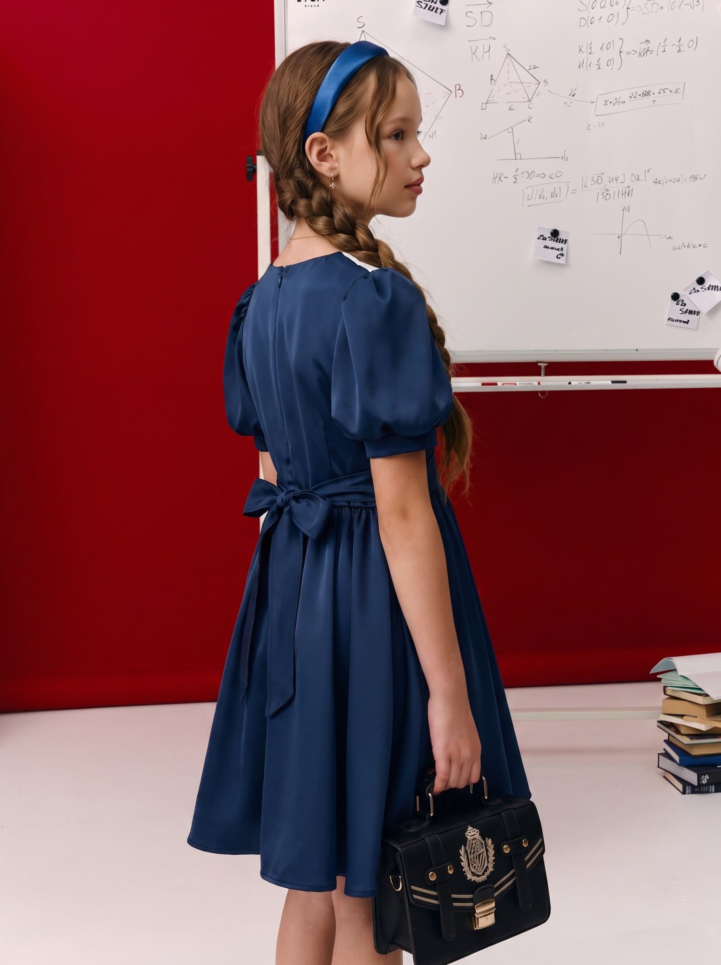 Satin Bow Short Sleeve Short Dresses - image 8