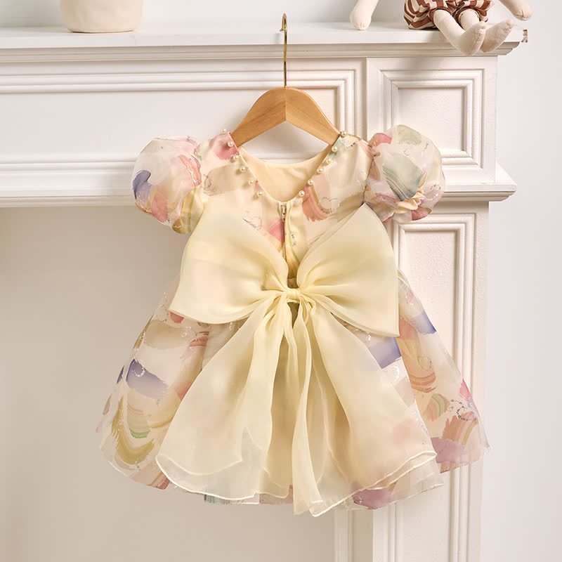 [Archive Sale] Organza Bow Pearl Short sleeve Midi Dresses - image 4