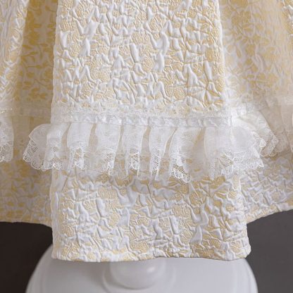 Chemical Fiber Blend Lace Bow Jacquard Short Sleeve Mid-long Dresses - image 7