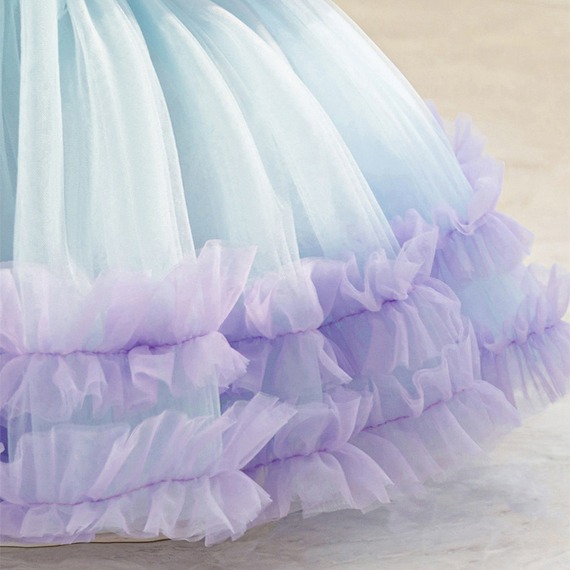 Mesh Tiered Short Sleeve Midi Dresses - image 8