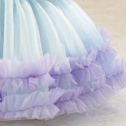 Mesh Tiered Short Sleeve Midi Dresses - image 8