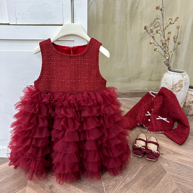 Tweed Folds Bow Long Sleeve Regular Dresses&two-piece Set - image 7