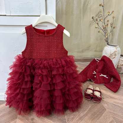 Tweed Folds Bow Long Sleeve Regular Dresses&two-piece Set - image 7