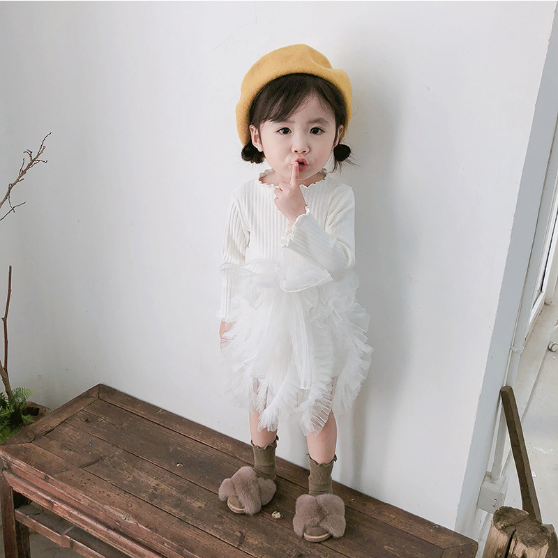 Mesh Folds Long sleeve Regular Dresses - image 15