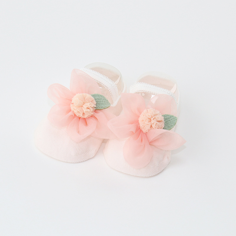 100% Cotton Solid Rosette Socks - Pink - 6-12M - image 5