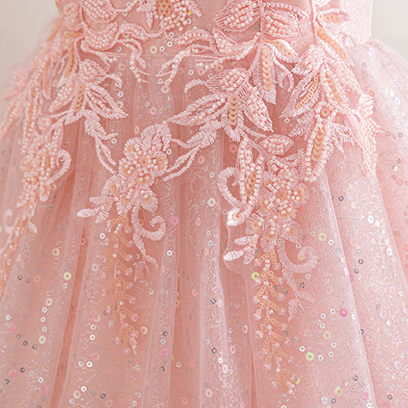 Mesh Lace Sequins Short Sleeve Maxi Dresses - image 14