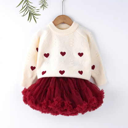 Yarn/wool Yarn Embroidery Long Sleeve Regular Two-piece Set - image 3