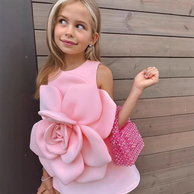 Scuba Knit Rosette Sleeveless Regular Dresses - image 5