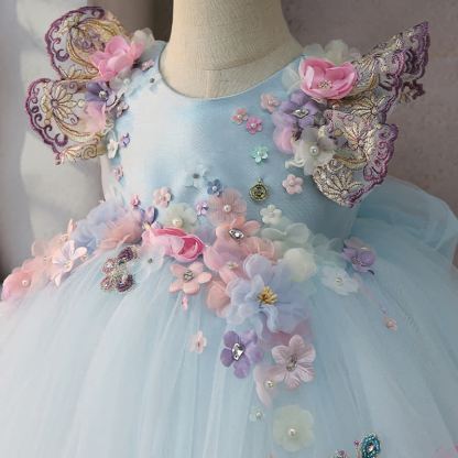 Mesh Rosette Butterfly Sleeveless Mid-long Dresses - image 3